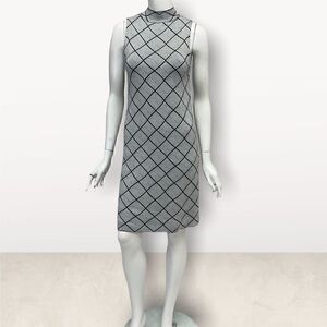 Catherine Malandrino Black & White Sleeves High Neck Knit Dress